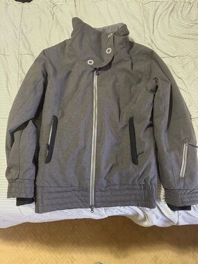 Women's Grey Ski & Snow Jacket with High Collar